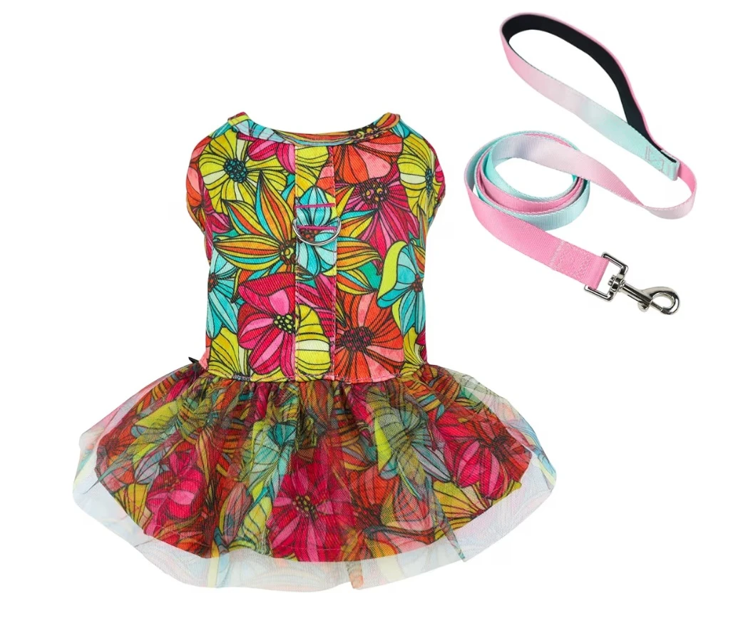 Fitwarm Floral Dog Dress with Leash - Medium - photo 2