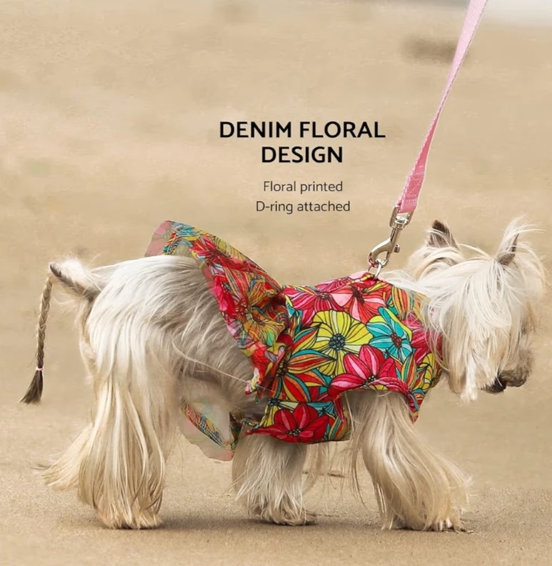 Fitwarm Floral Dog Dress with Leash - Medium - photo 3