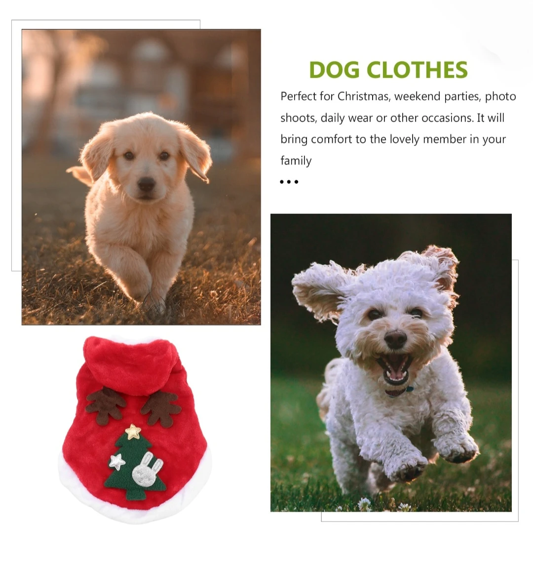 Red Christmas Dog Hoodie with Tree & Antlers - Size XL - photo 3