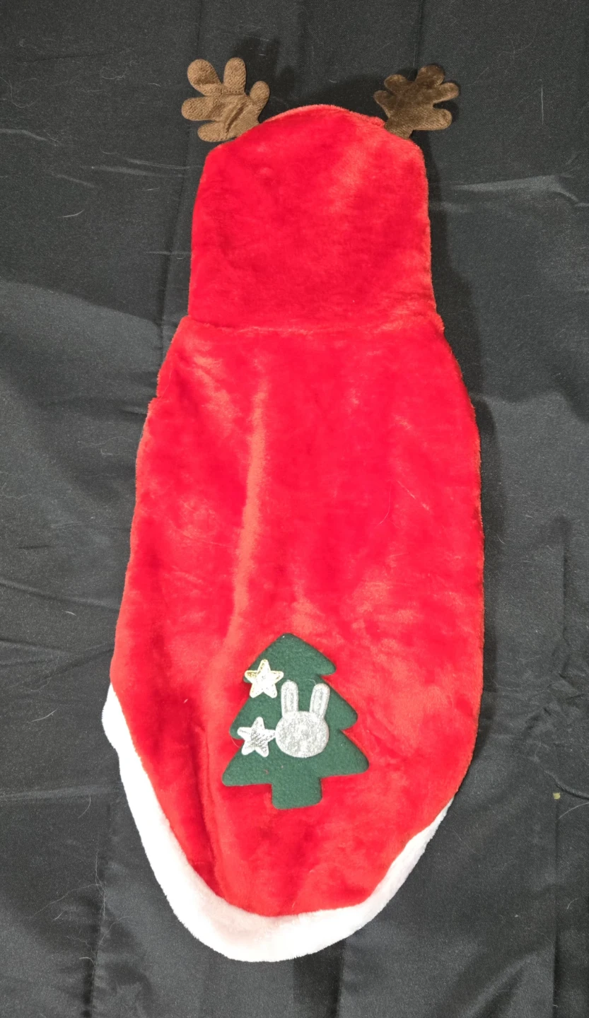 Red Christmas Dog Hoodie with Tree & Antlers - Size XL - photo 4