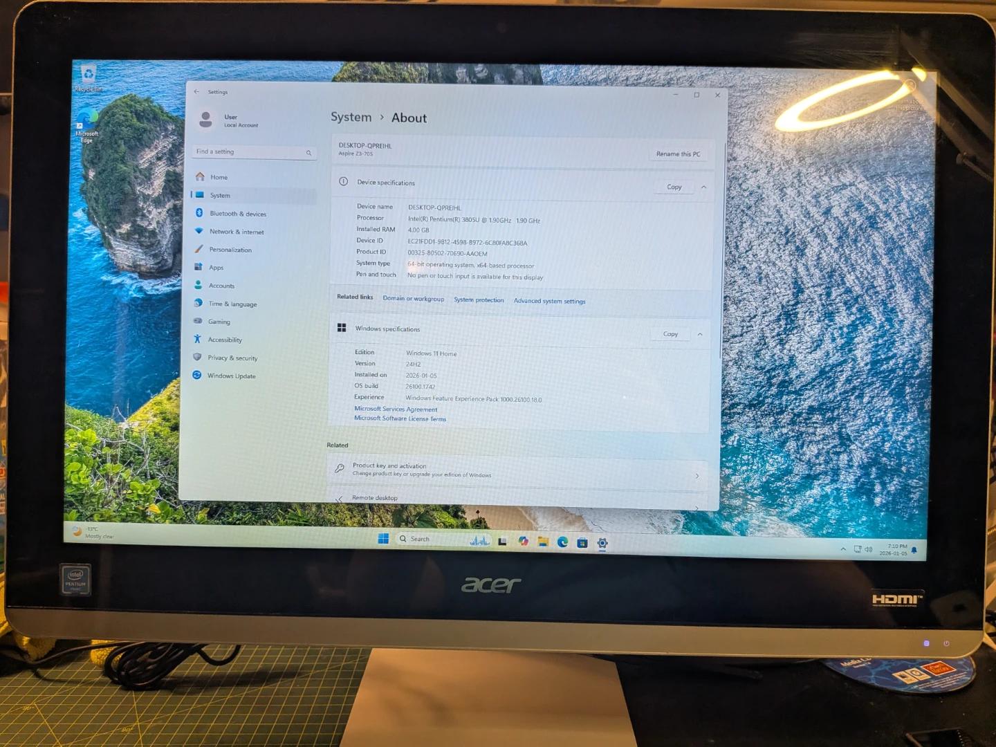 Acer All in one desktop / monitor