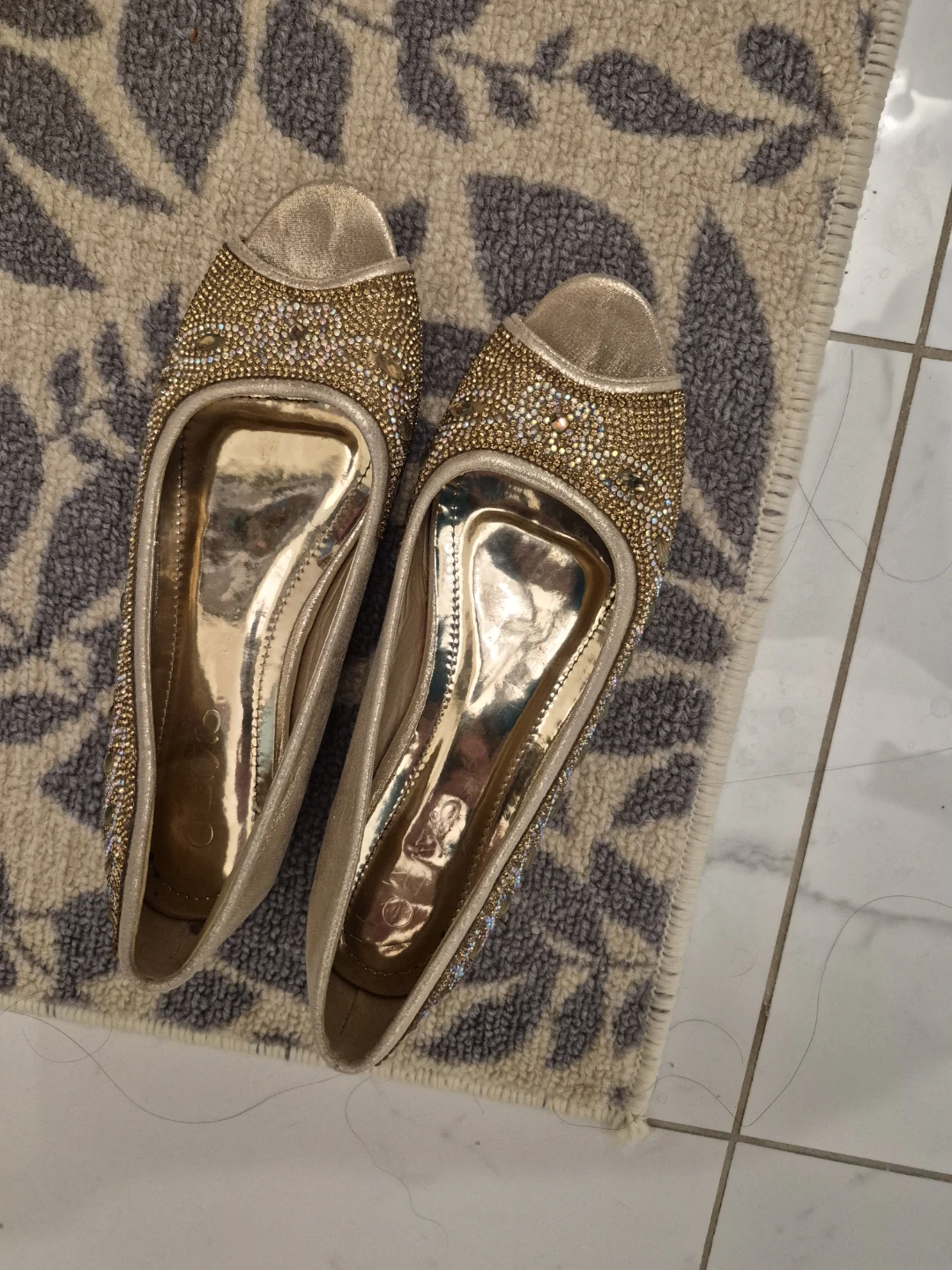 Gold Embellished Flats - Size 8