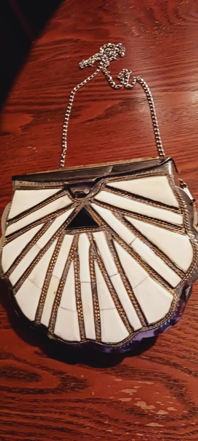 Morrocan Handcrafted Stone Inlaid Metal Purse - photo 2