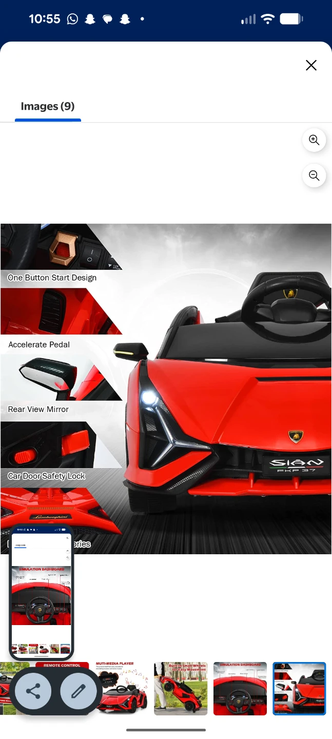 Lamborghini Sian Ride-On Car - Red - photo 5