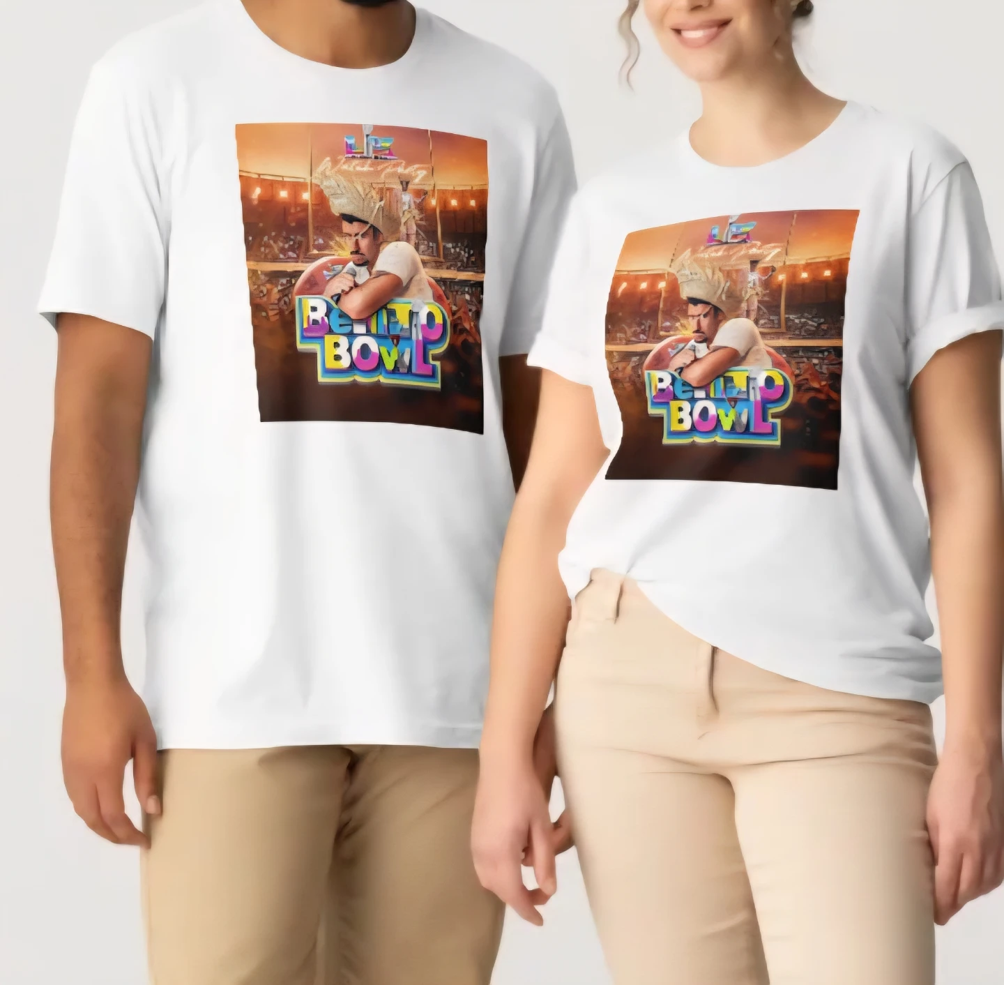 Unisex White T-Shirt with "Benito Bowl" Graphic - photo 3