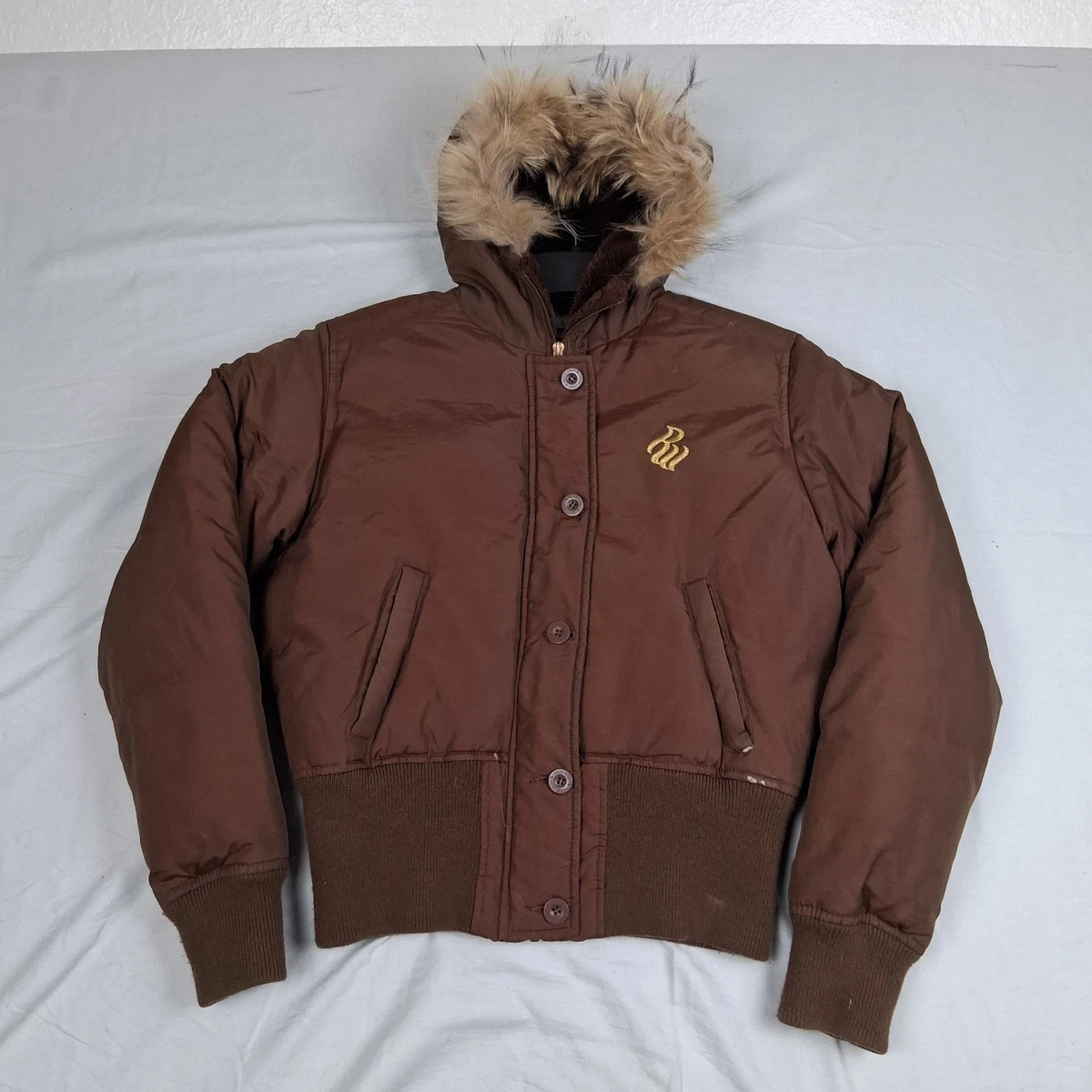 RW Brown Puffer Jacket with Fur Hood