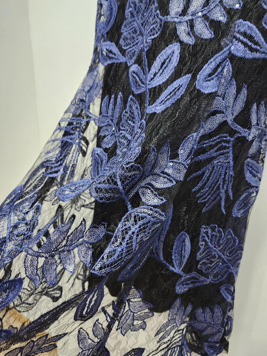 DKNY Black Blue Floral Lace Sequin Sleeveless Dress Size 4 - photo 5