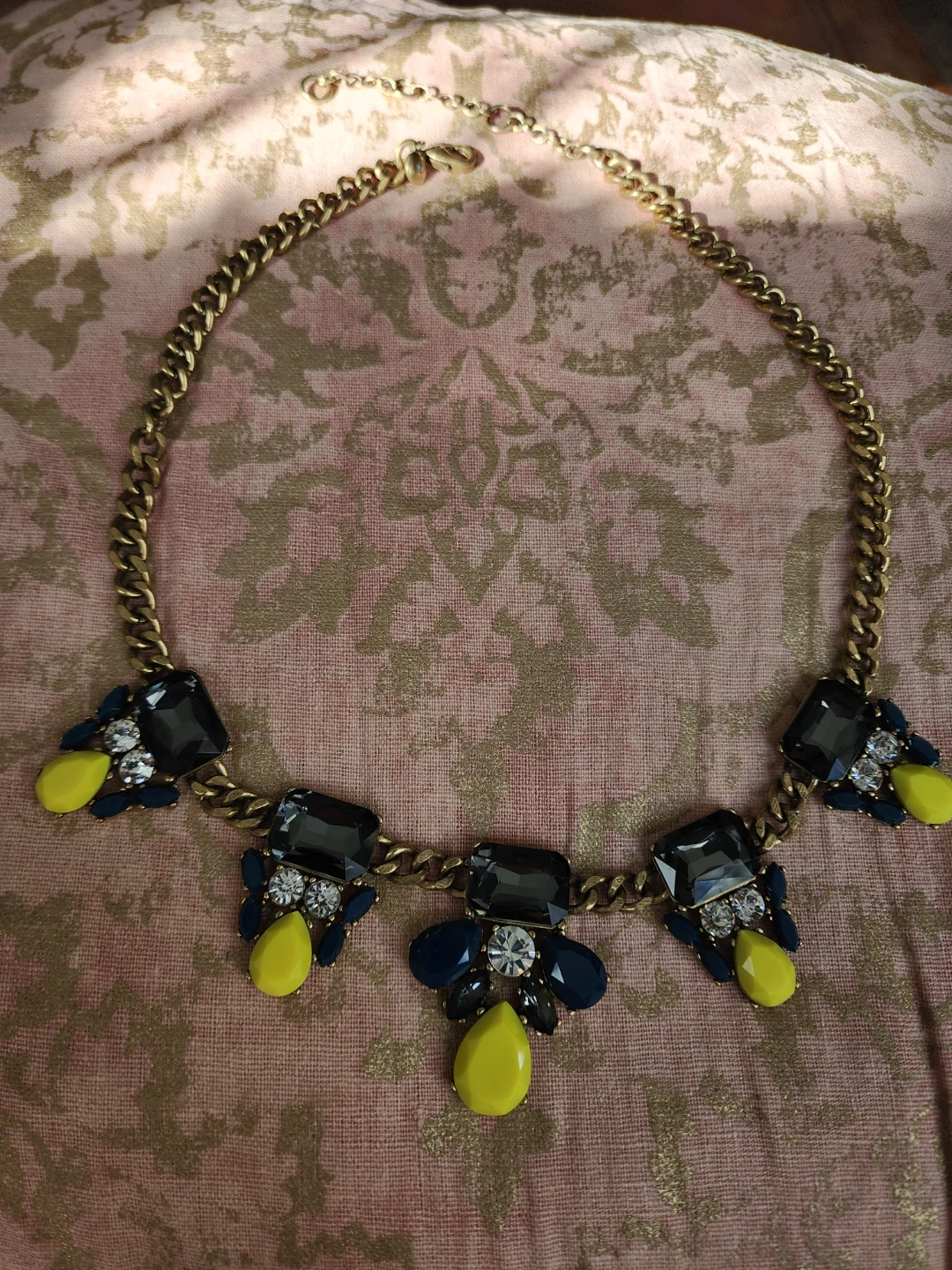 Statement Necklace - Gold Chain, Colorful Stones - photo 3