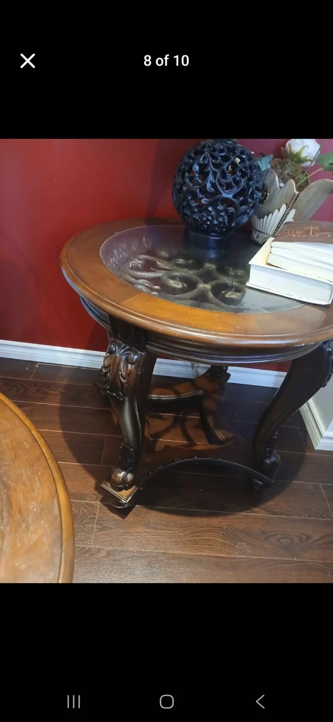 Wooden accent table with glass top - photo 4