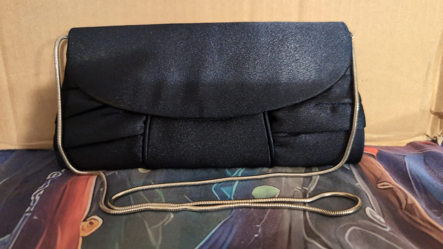 Navy Blue Clutch with Chain Strap