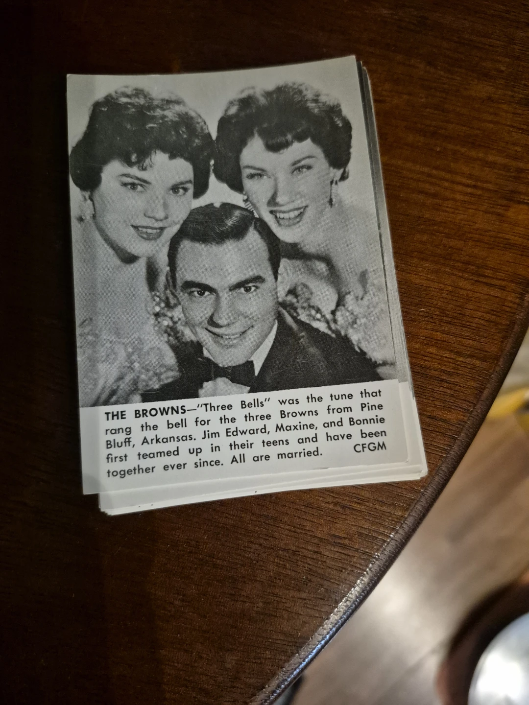 The Browns "Three Bells" Music Card