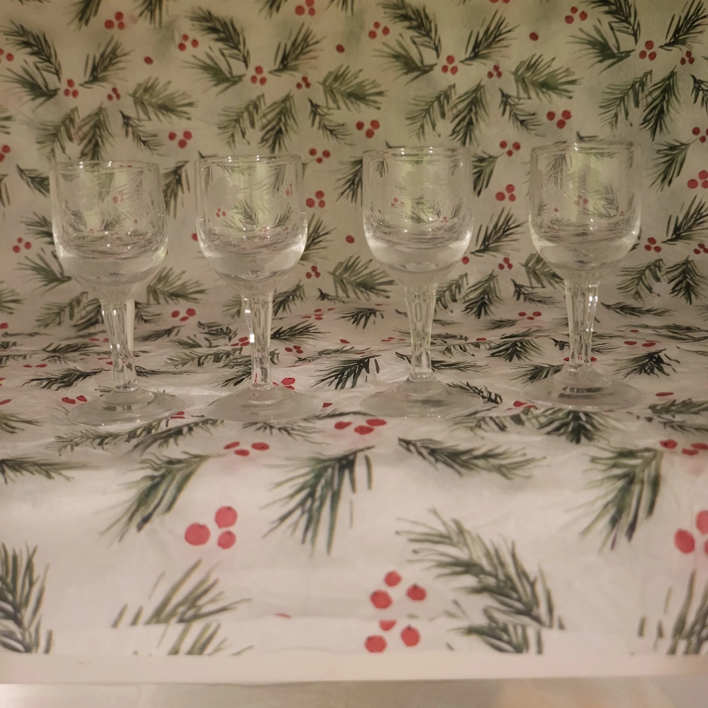 Set of 4 Etched Cordial Glasses