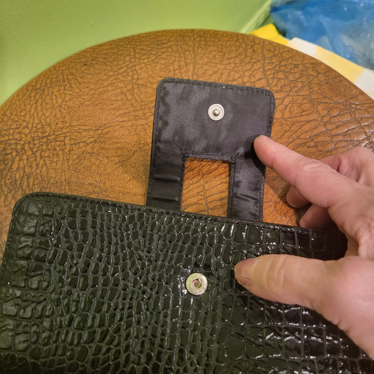 Black Croc-Embossed Wristlet Wallet - photo 3