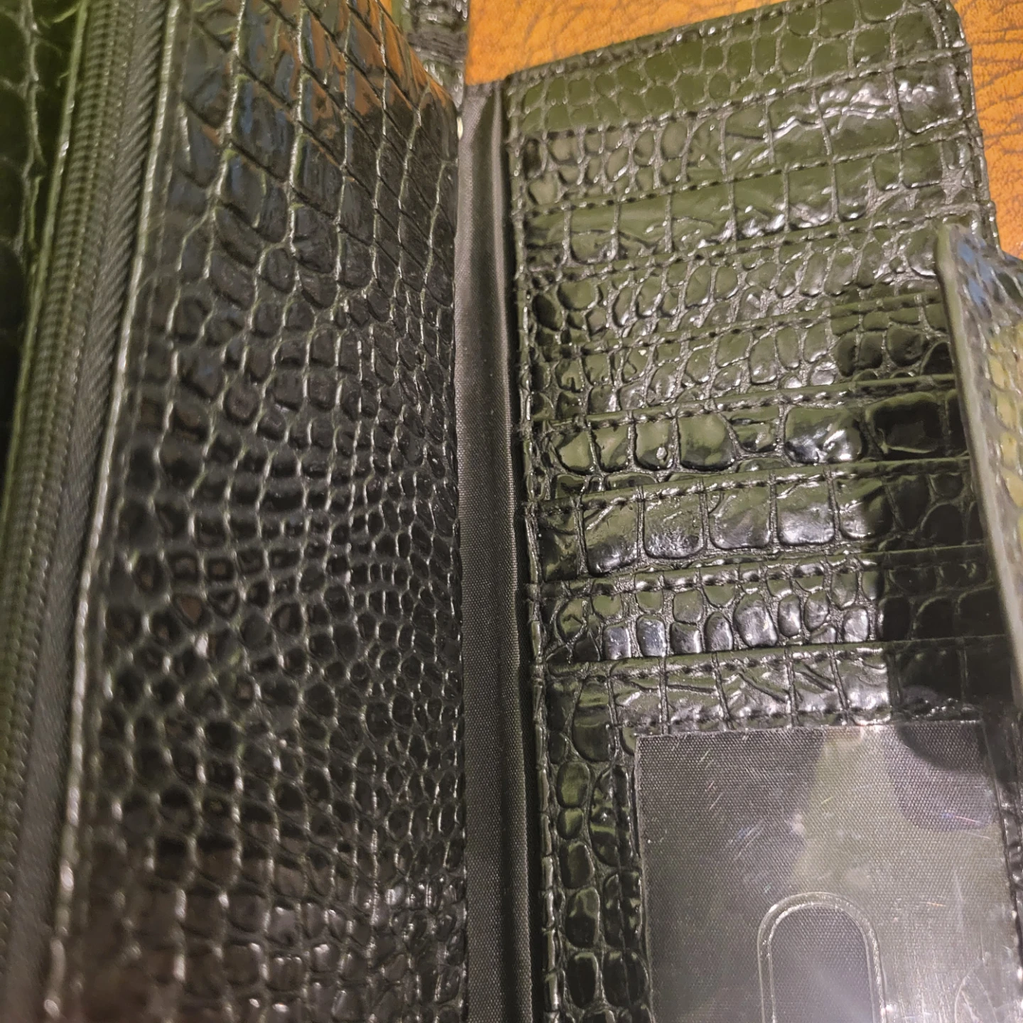 Black Croc-Embossed Wristlet Wallet - photo 4