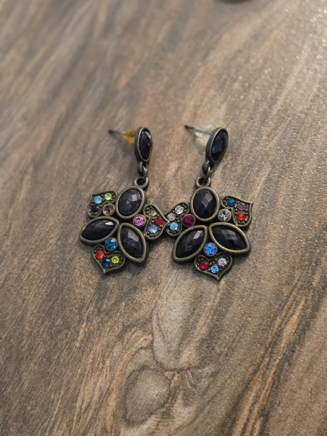 Dangle Earrings with Colorful Gems