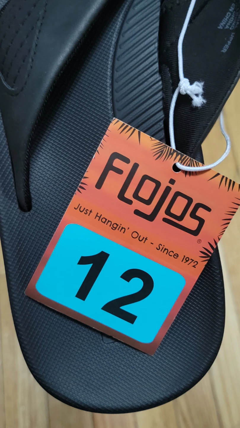 New Flojos Black Memory Foam Flip Flops - Size 12 - photo 2