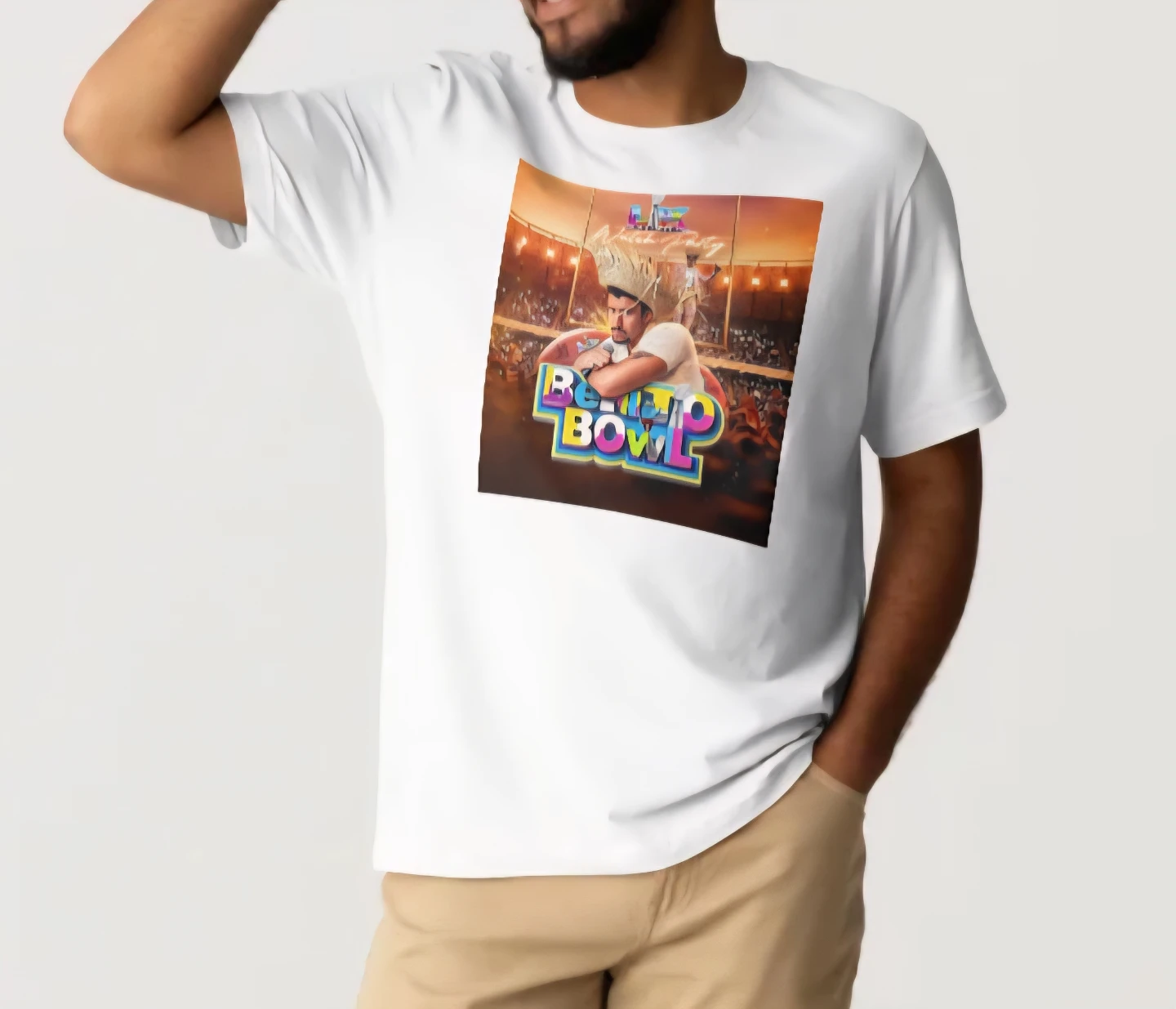 Unisex White T-Shirt with "Benito Bowl" Graphic - photo 2