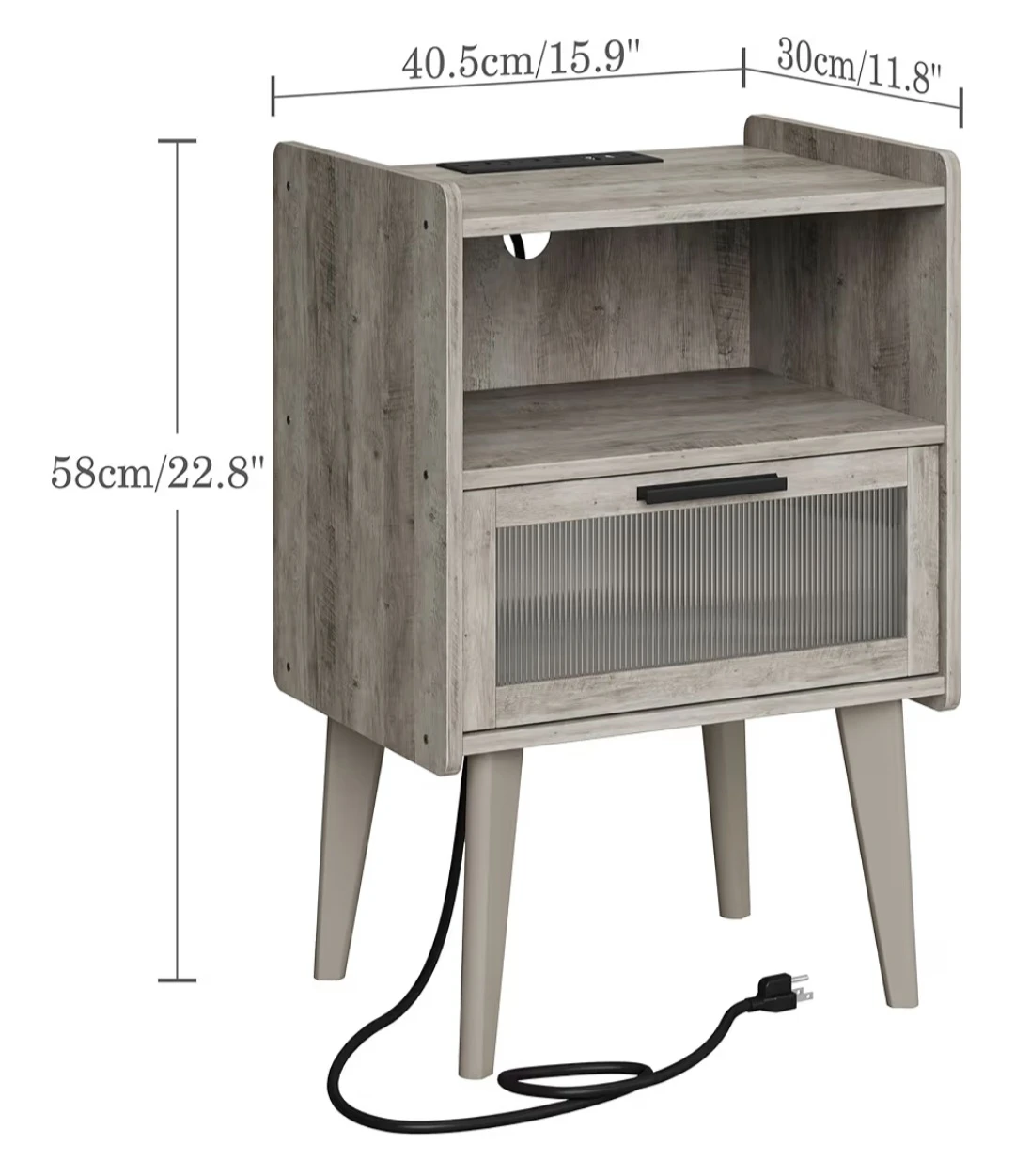 Nightstand with Drawer & USB Port - Set of 2. - photo 2