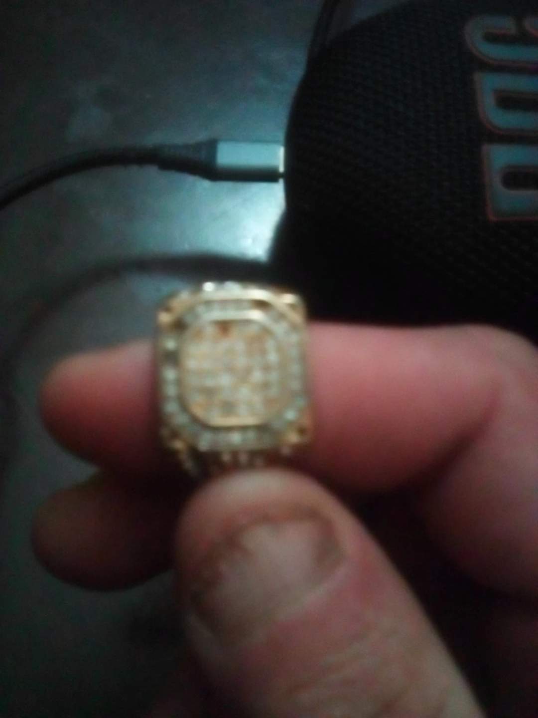 Gold Tone Ring with Pave Set Stones - photo 2