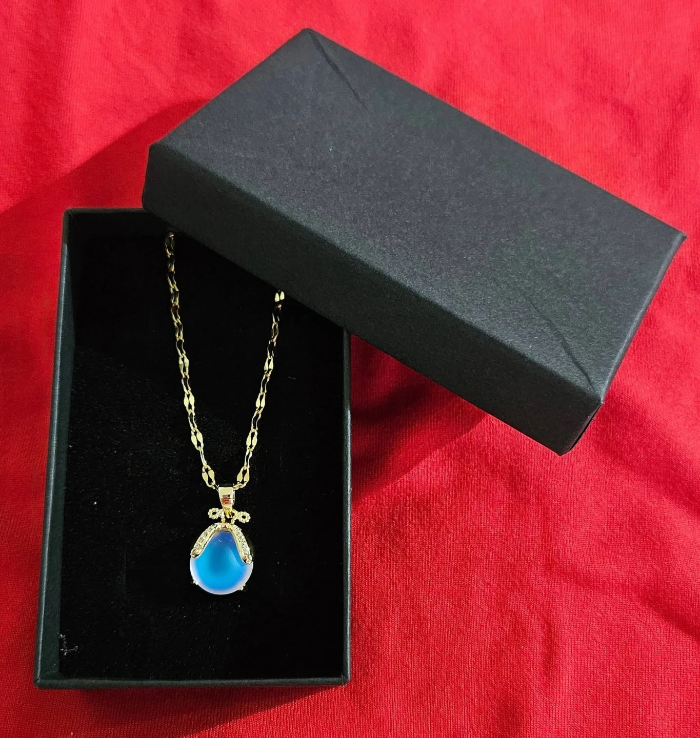 NEW! Titanium Stainless Steel Moonstone Ladybug Necklace 18"