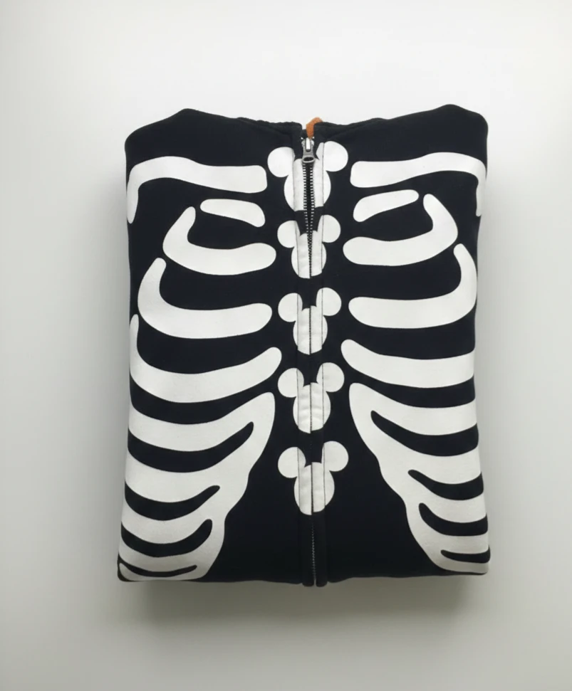 Skeleton Print Zip-Up Hoodie with Ears. Size XL. Port moody - photo 3