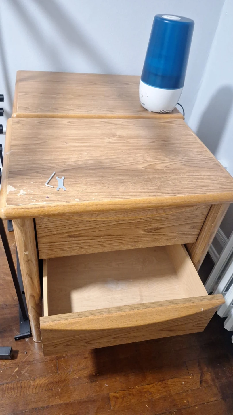 Wood Nightstand with Drawers