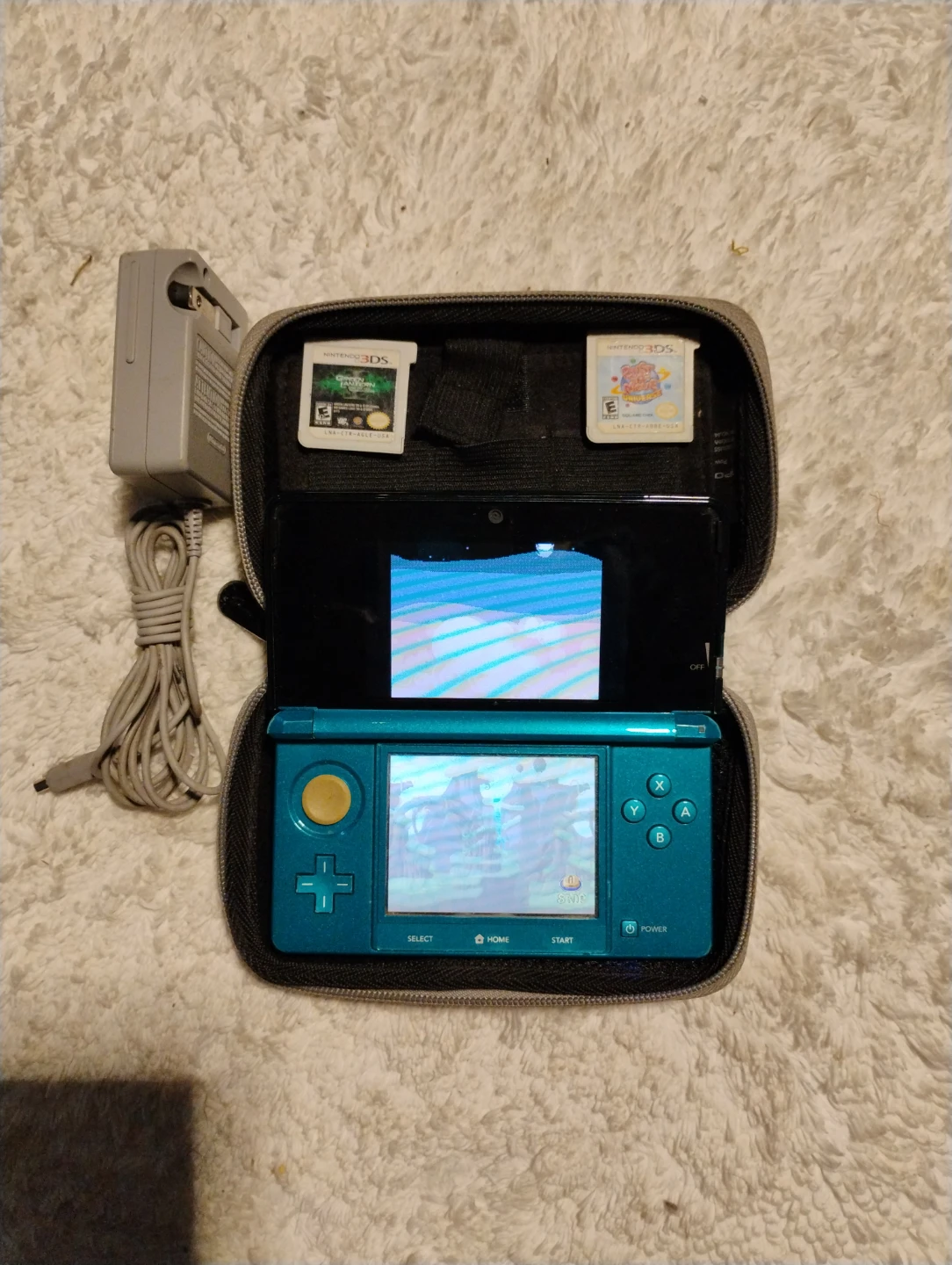 Nintendo 3DS Aqua Blue - Bundle with Games and Case - photo 2