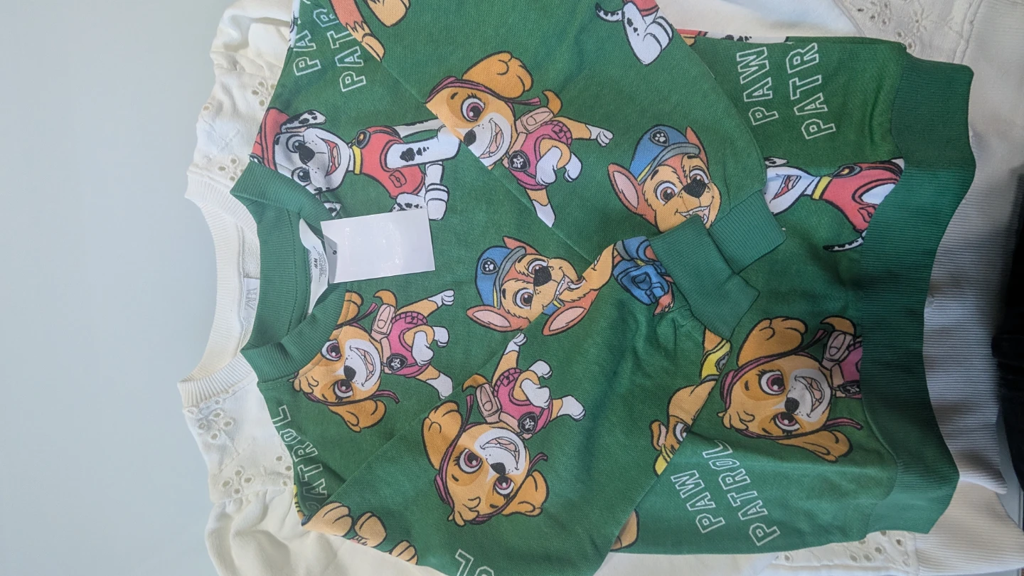 H&M Paw Patrol Green Sweatshirt, Size 4-6A