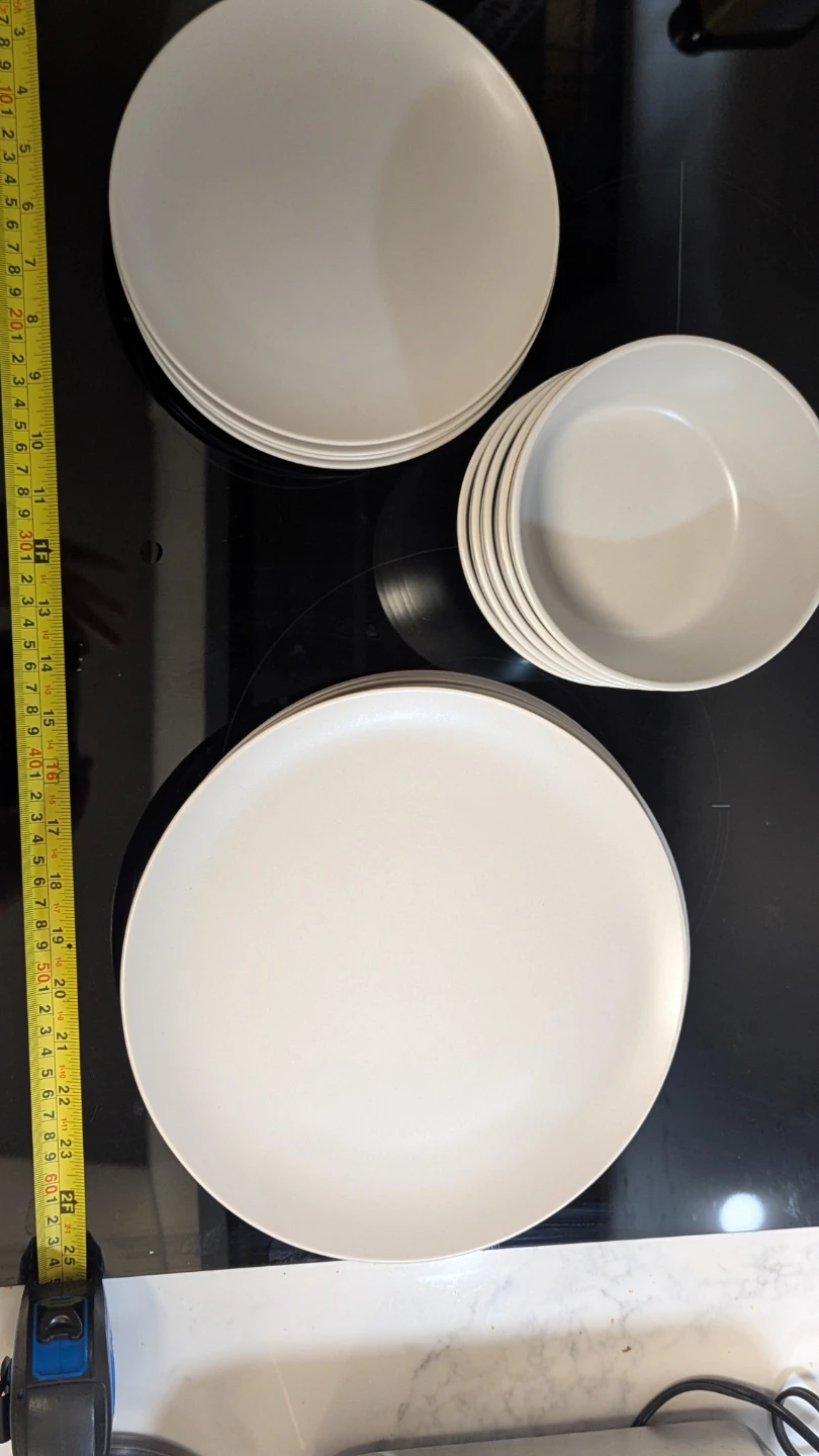 Set of 15 Grey Ceramic Dinner Plates (2 sizes) and Bowls - photo 4