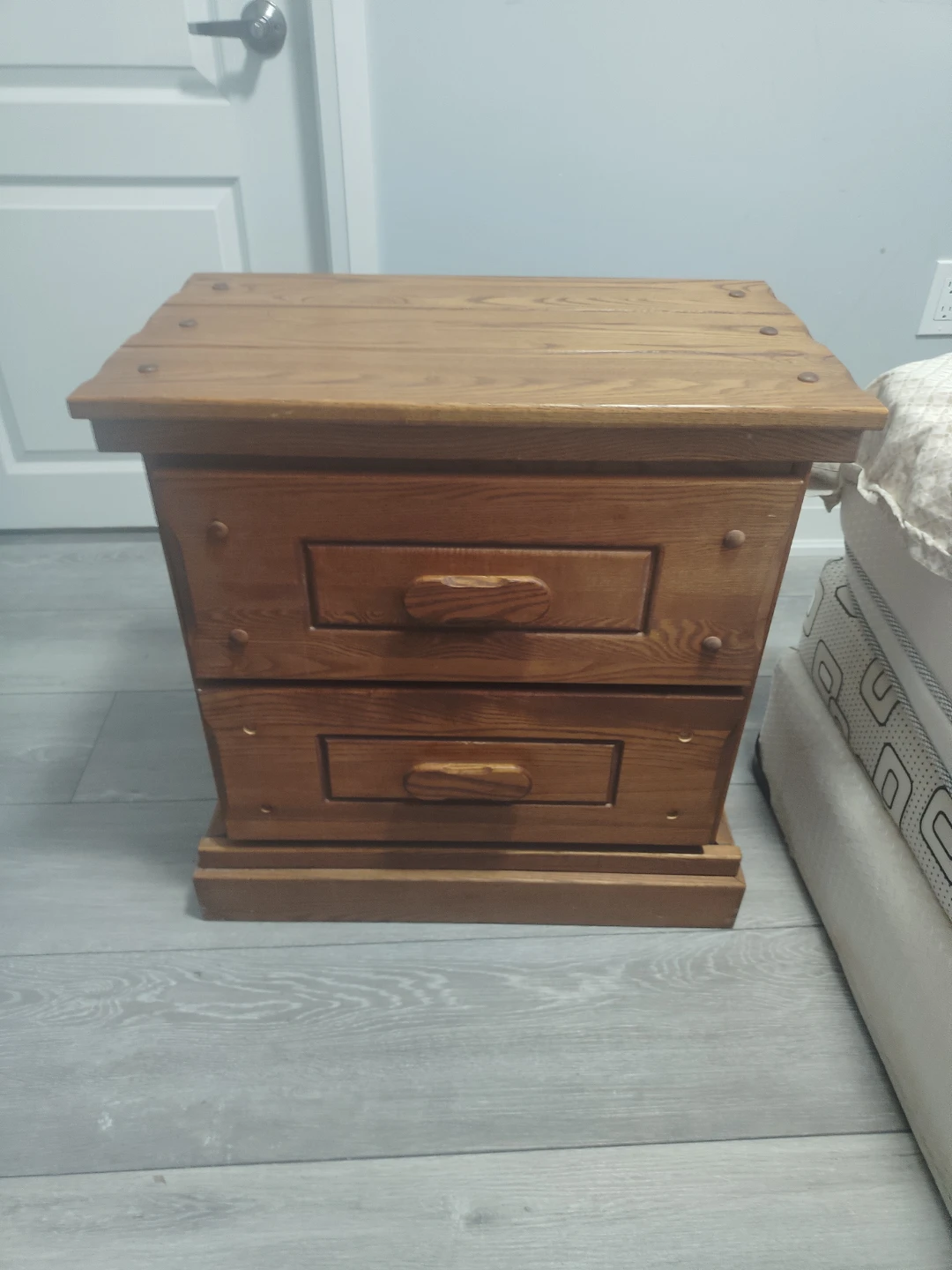 Wooden Bedside Table with Two Drawers - photo 2