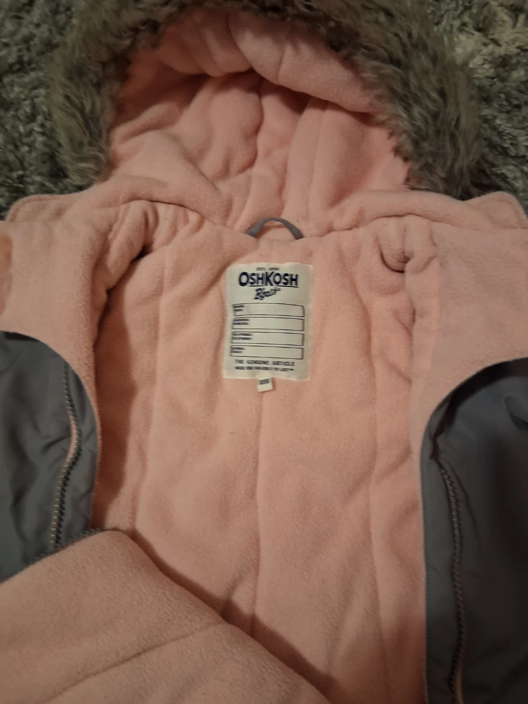 OshKosh B'gosh Grey Snowsuit - Size 18M - photo 4