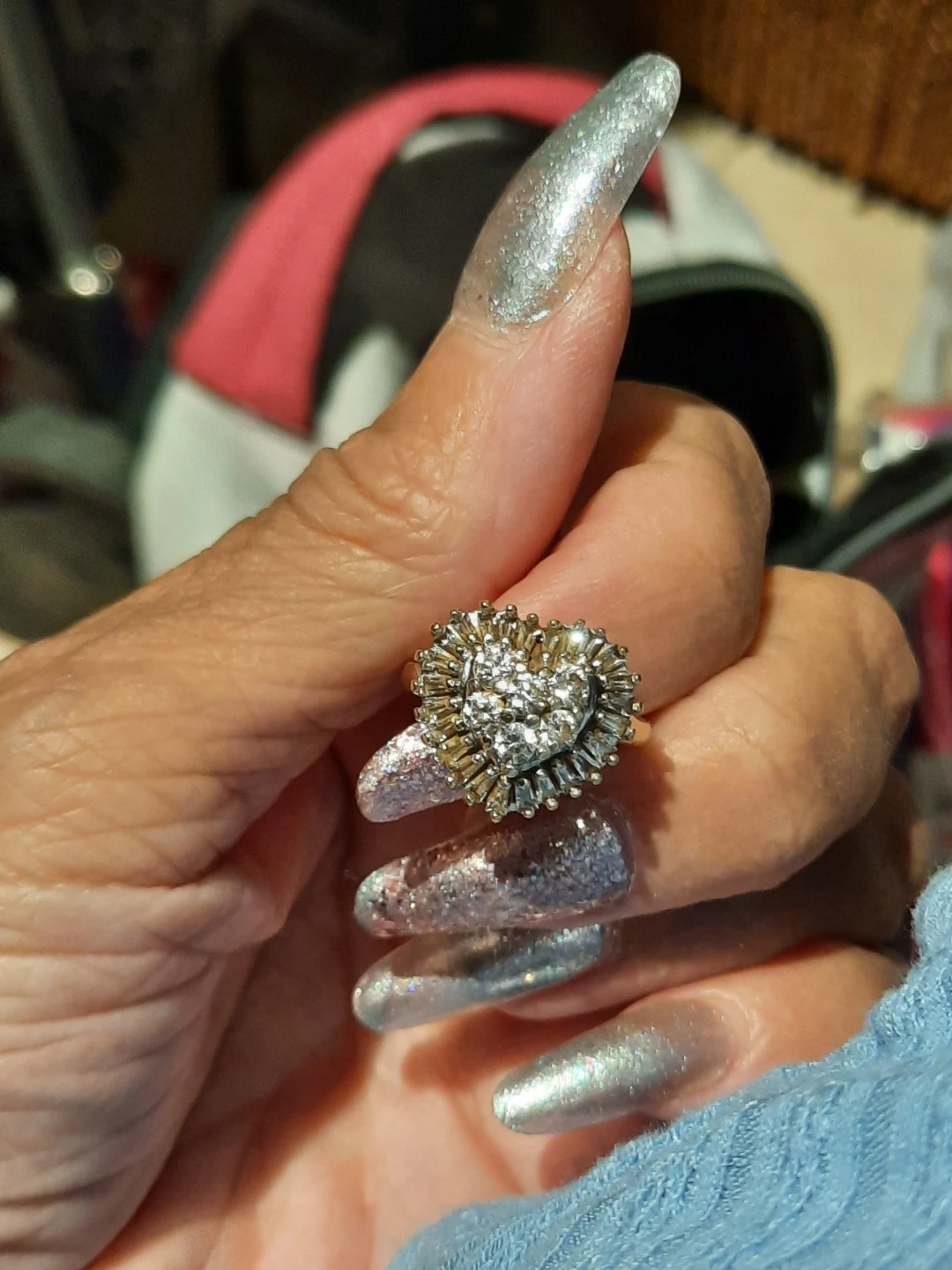 Solid 10k Gold Cluster CZ Heart Ring 7 - photo 4