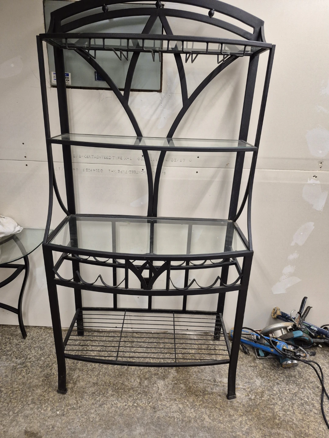 Black Metal and Glass Bar Cart