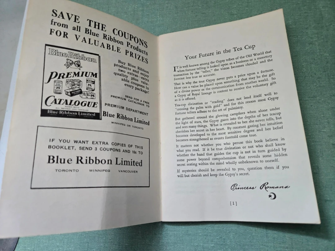 Vintage Blue Ribbon Tea - Your Future In The Teacup Booklet - photo 2