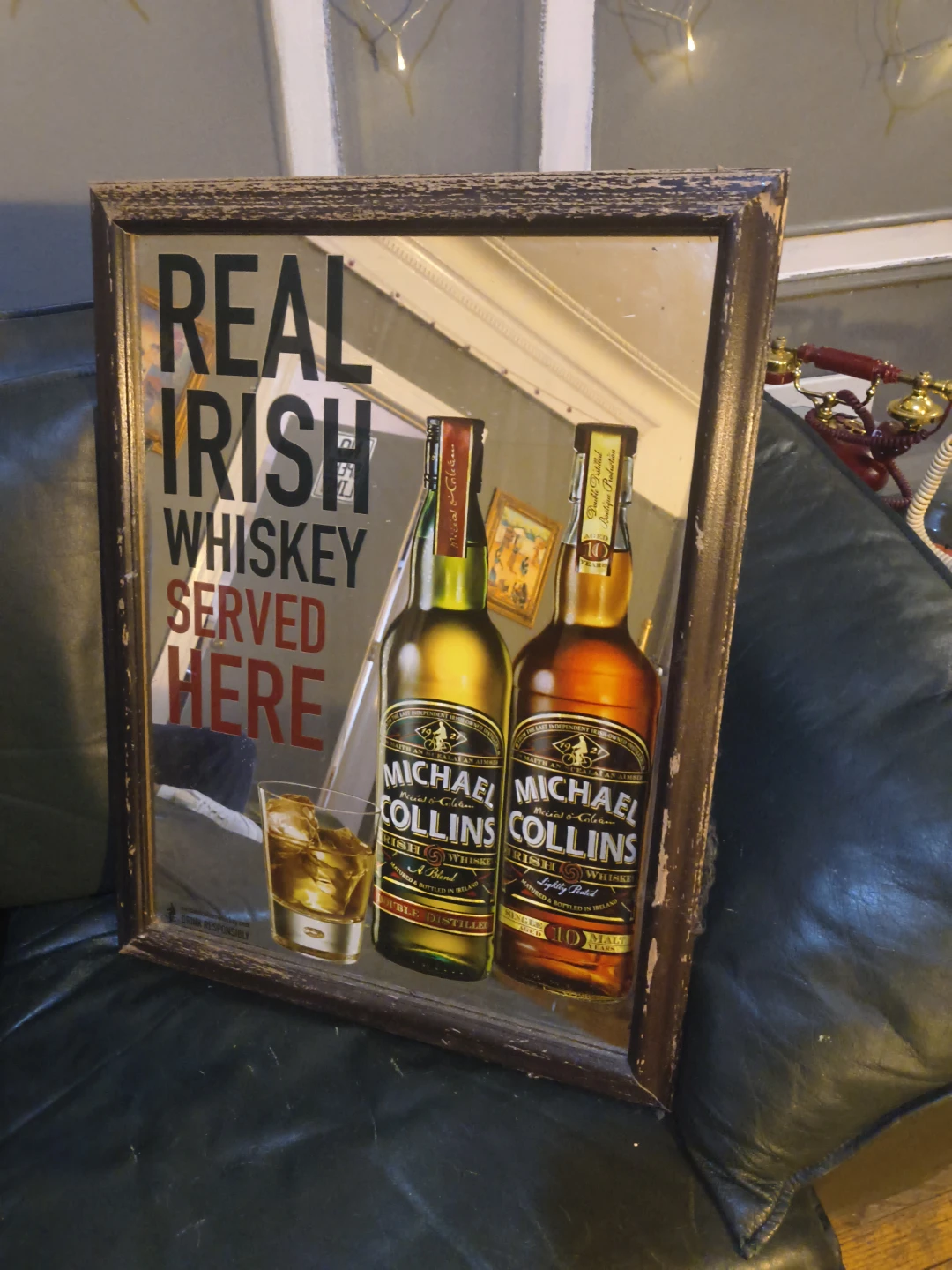 Michael Collins Real Irish Whiskey Served Here Vintage Mirror