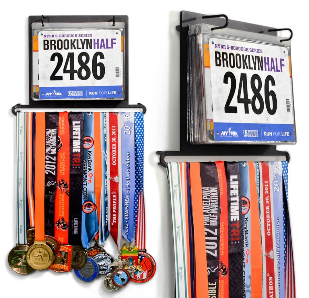 Bibfolio display for running bibs and medals