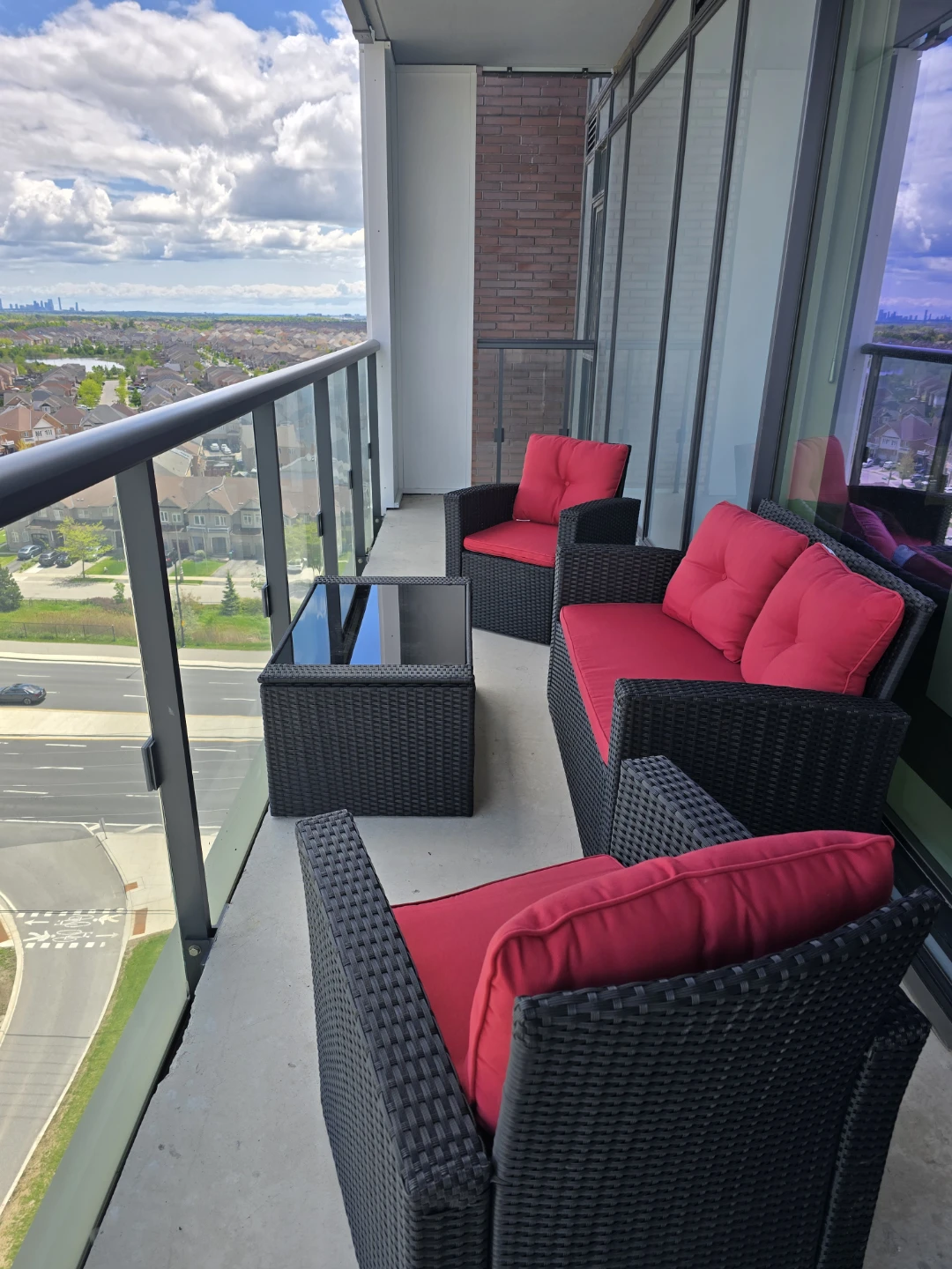 Outdoor Wicker Patio Set - Red Cushions