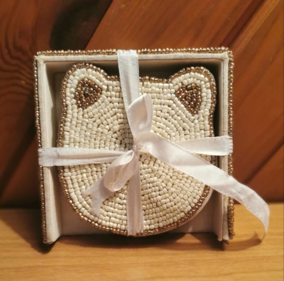 Beaded Cat Coaster Set