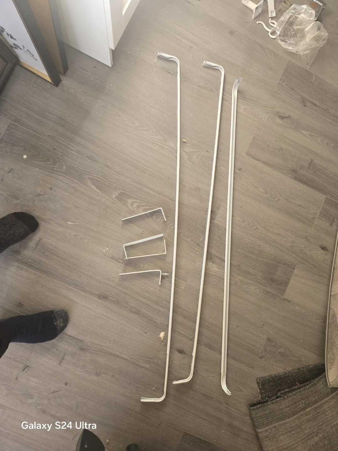 White Metal Curtain Rods & Brackets