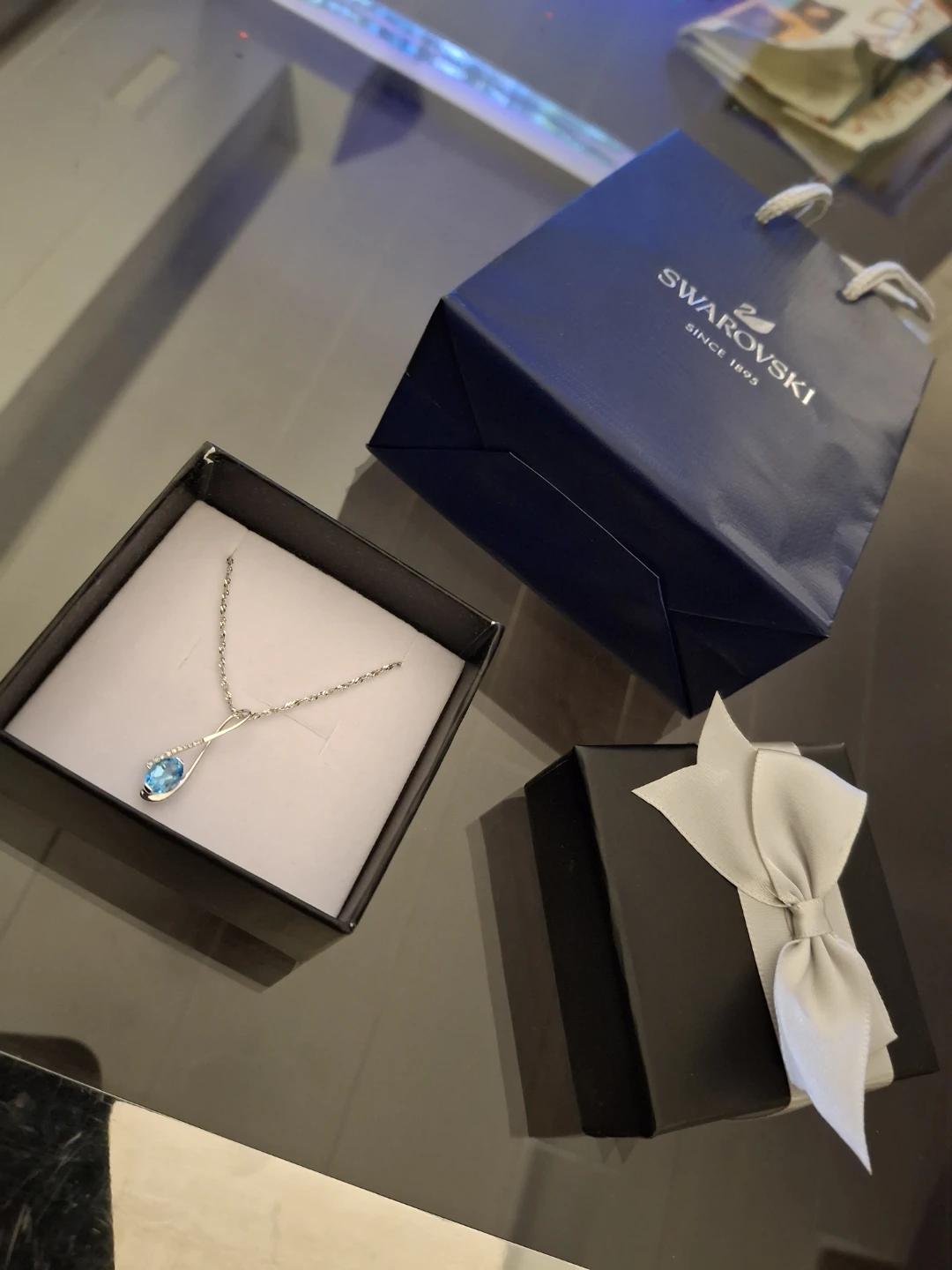 Swarovski Aquamarine Teardrop Pendant Necklace. New. - photo 2