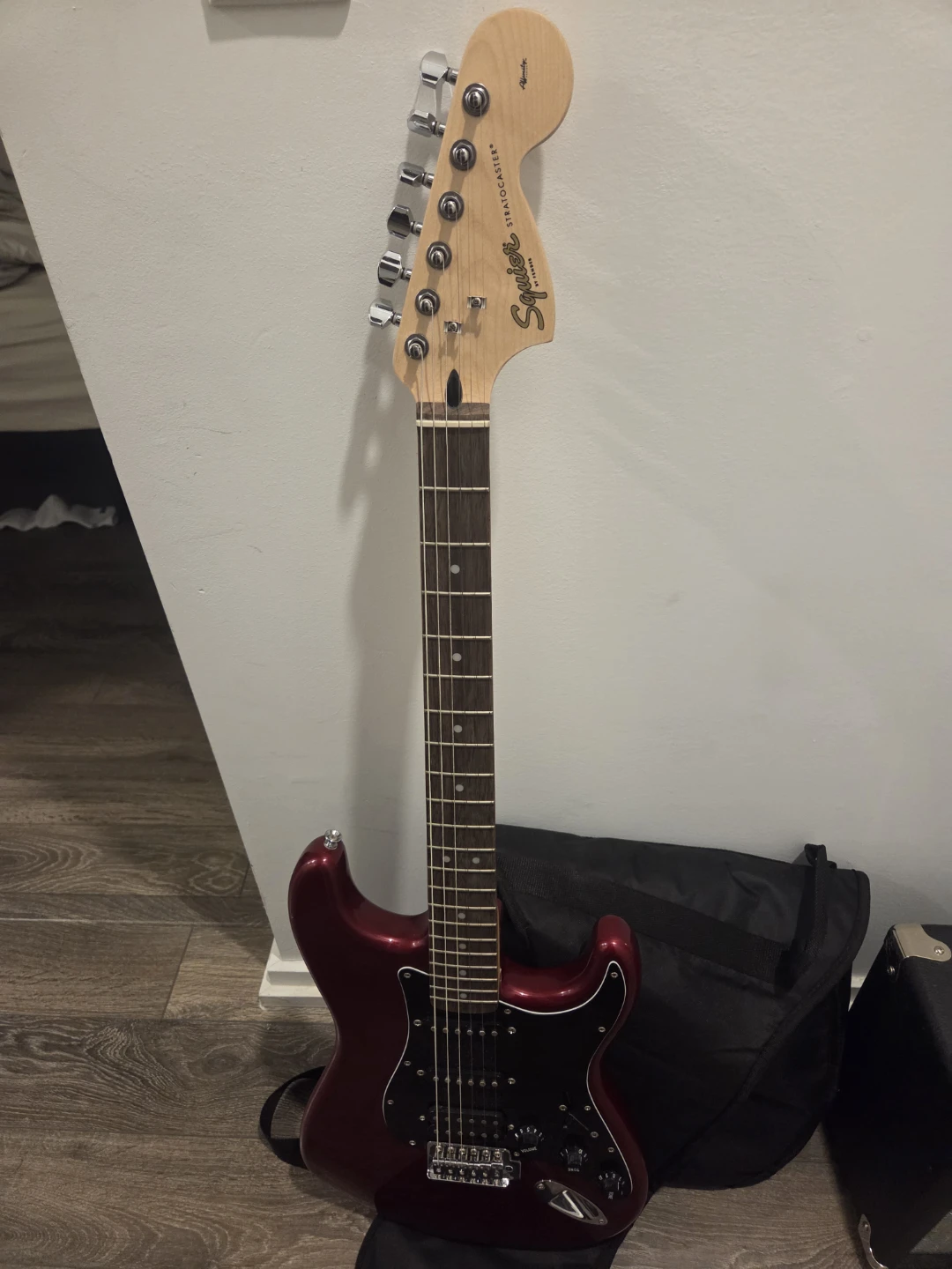 Squire guitar, amp and bag