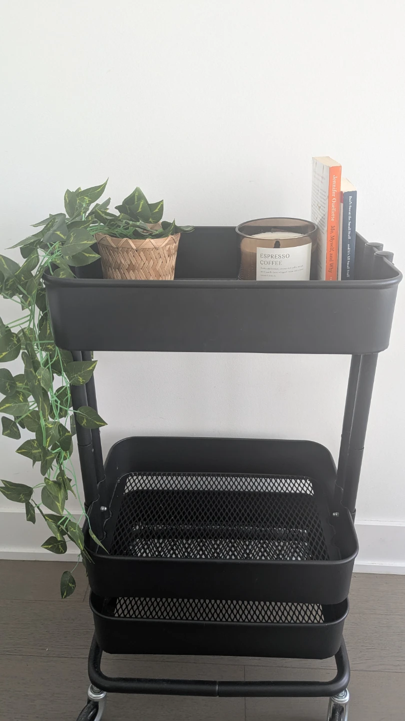 Black Rolling Cart – Perfect for Bar/Kitchen