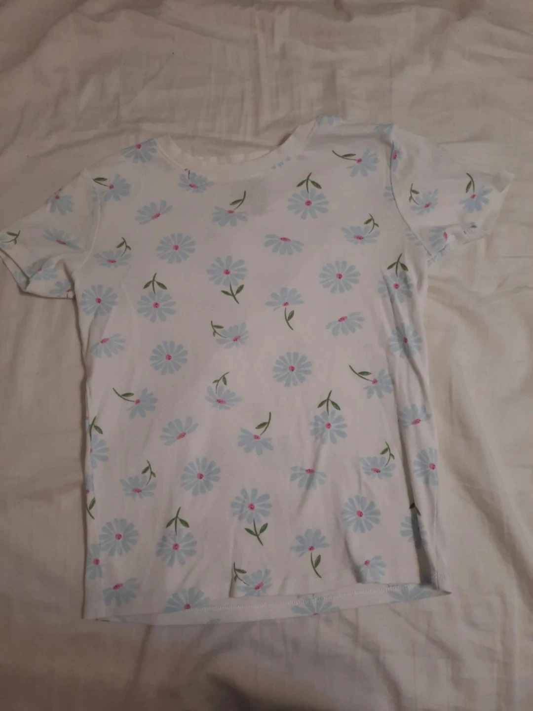 White Daisy Print Pajama Set