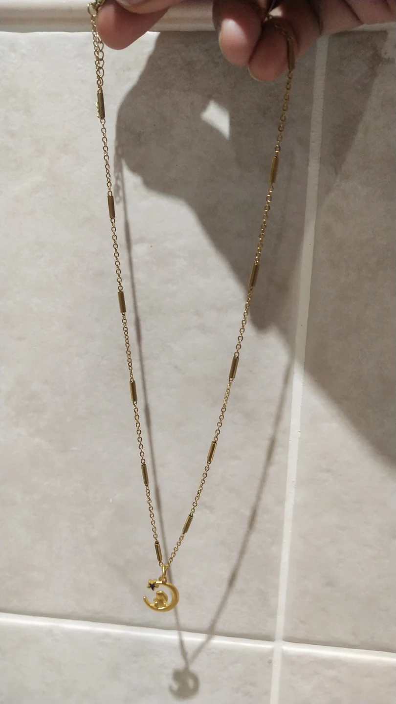 Gold Rabbit Moon Pendant Necklace ❤
