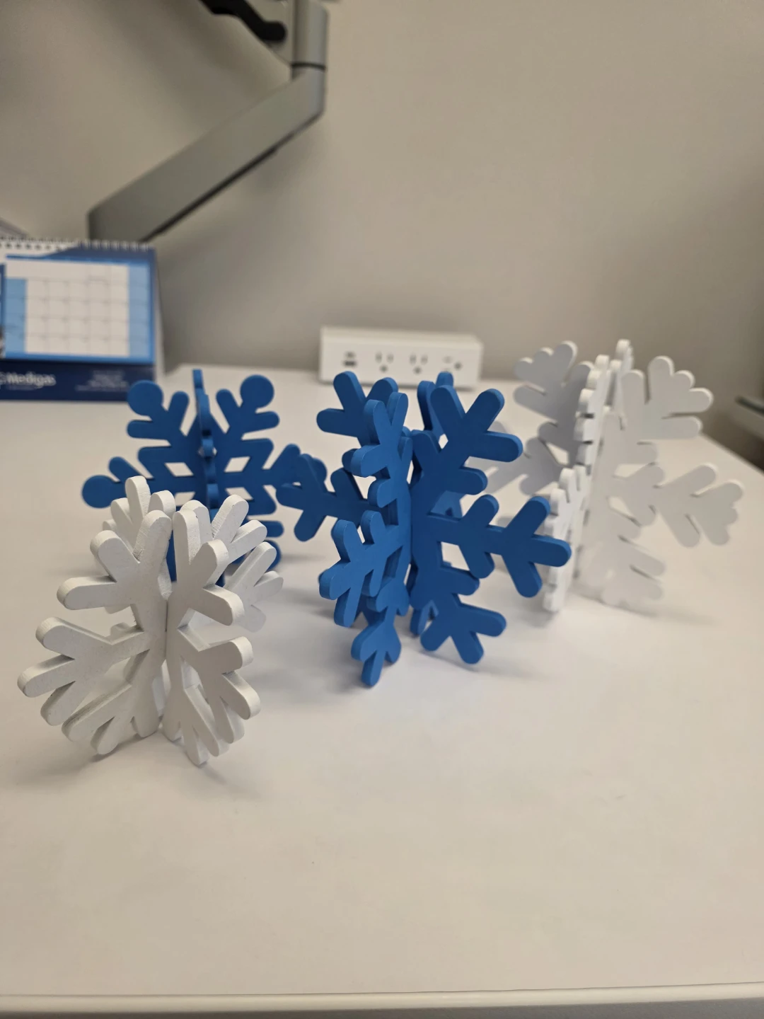 Blue Wooden Snowflake Decorations (Set of 4)