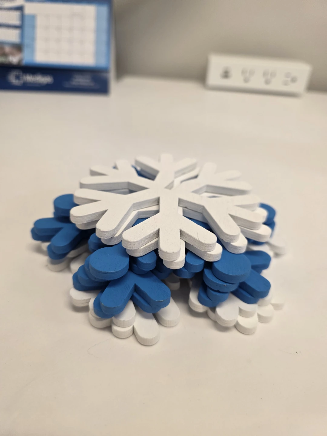 Blue Wooden Snowflake Decorations (Set of 4) - photo 3