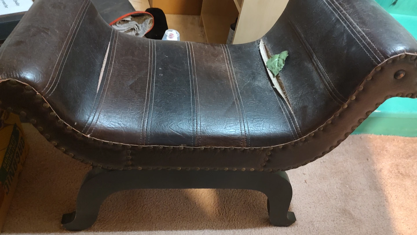 Brown Leather Bench Seat