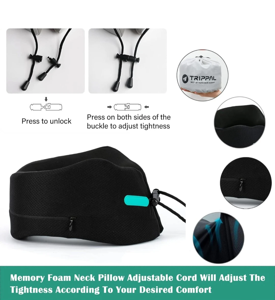 TRIPPAL Memory Foam Neck Pillow - photo 3