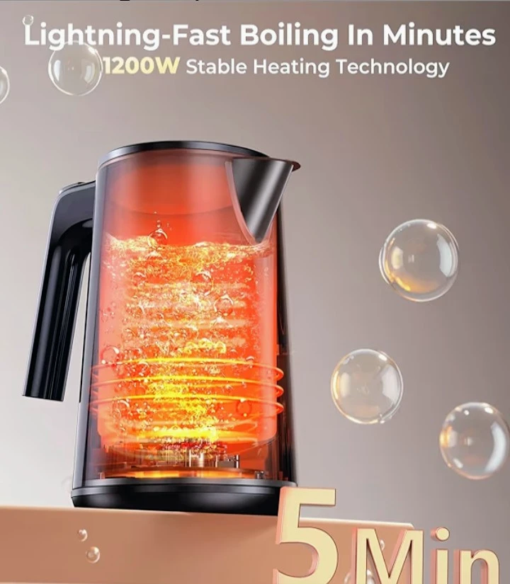 Black Electric Kettle - Fast Boiling 1200W - photo 5
