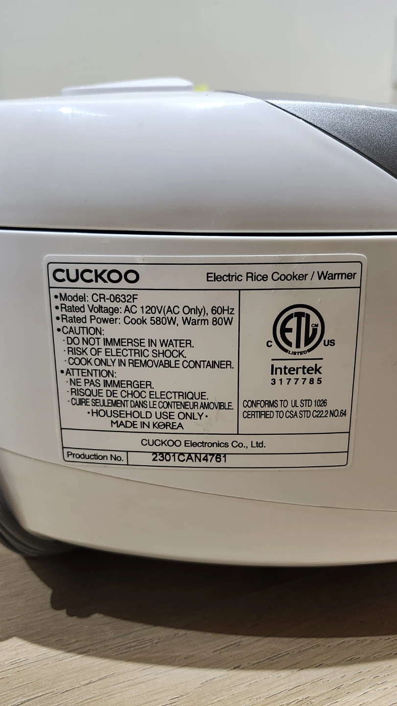 Cuckoo CR-0632F Electric Rice Cooker / Warmer - photo 3